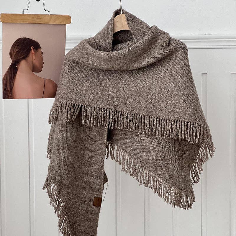 Tassel Solid Color Knit Shawl Scarve DPS1607