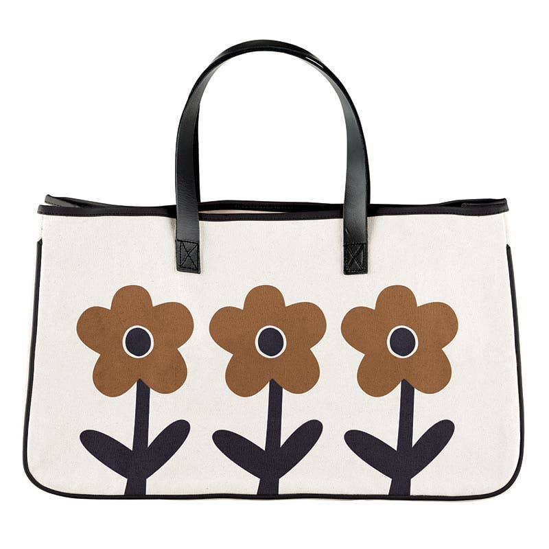 Canvas Tote - Brown Flowers