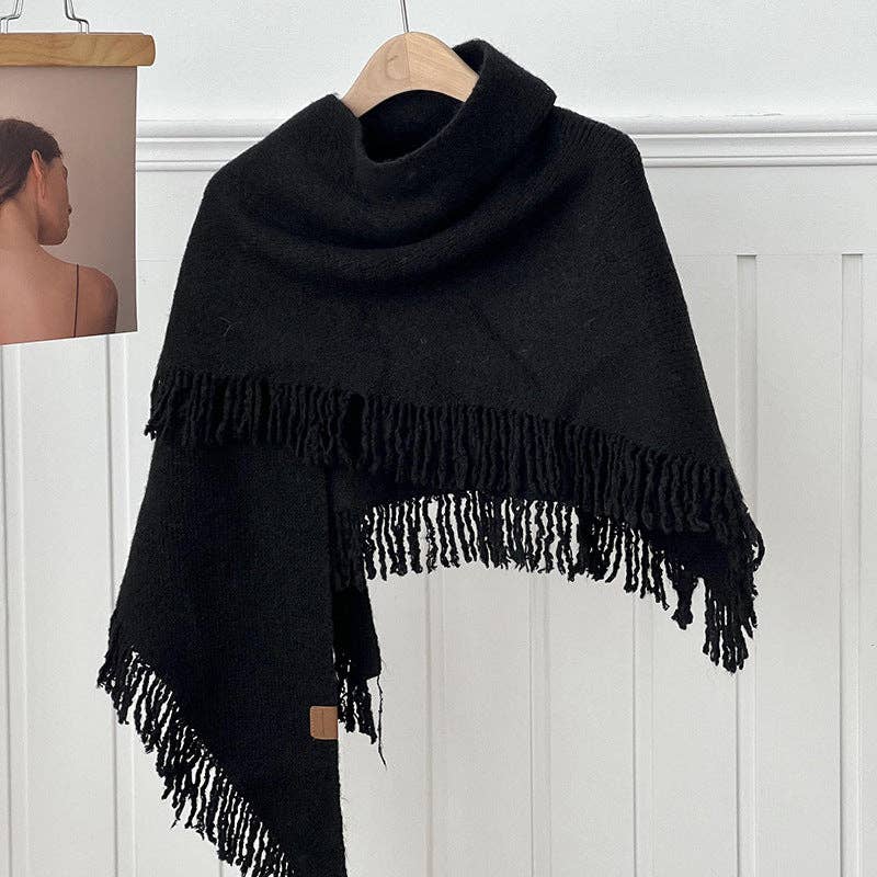 Tassel Solid Color Knit Shawl Scarve DPS1607