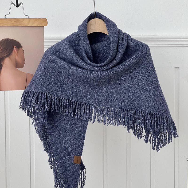 Tassel Solid Color Knit Shawl Scarve DPS1607