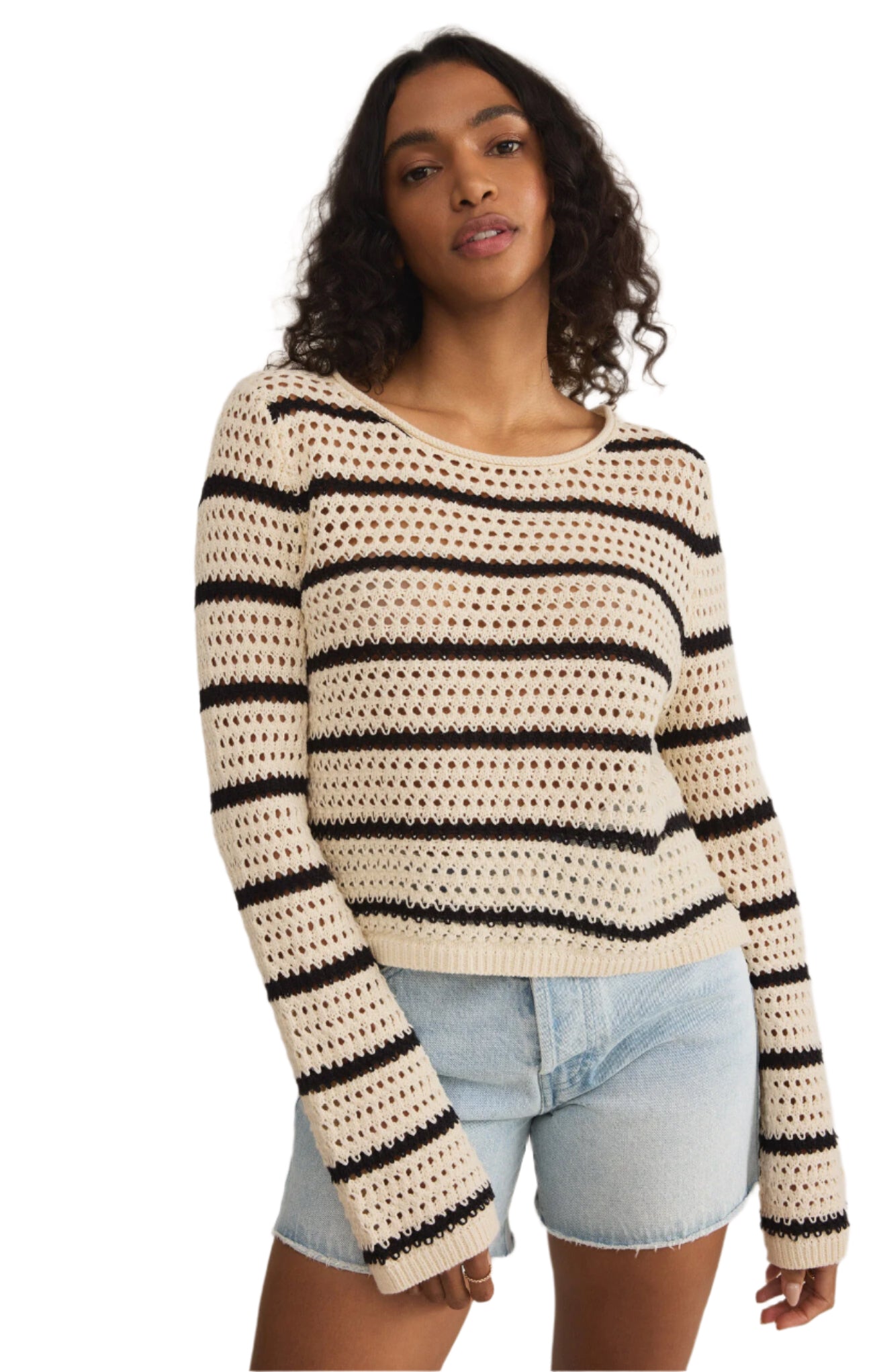 Kit Stripe Crochet Sweater