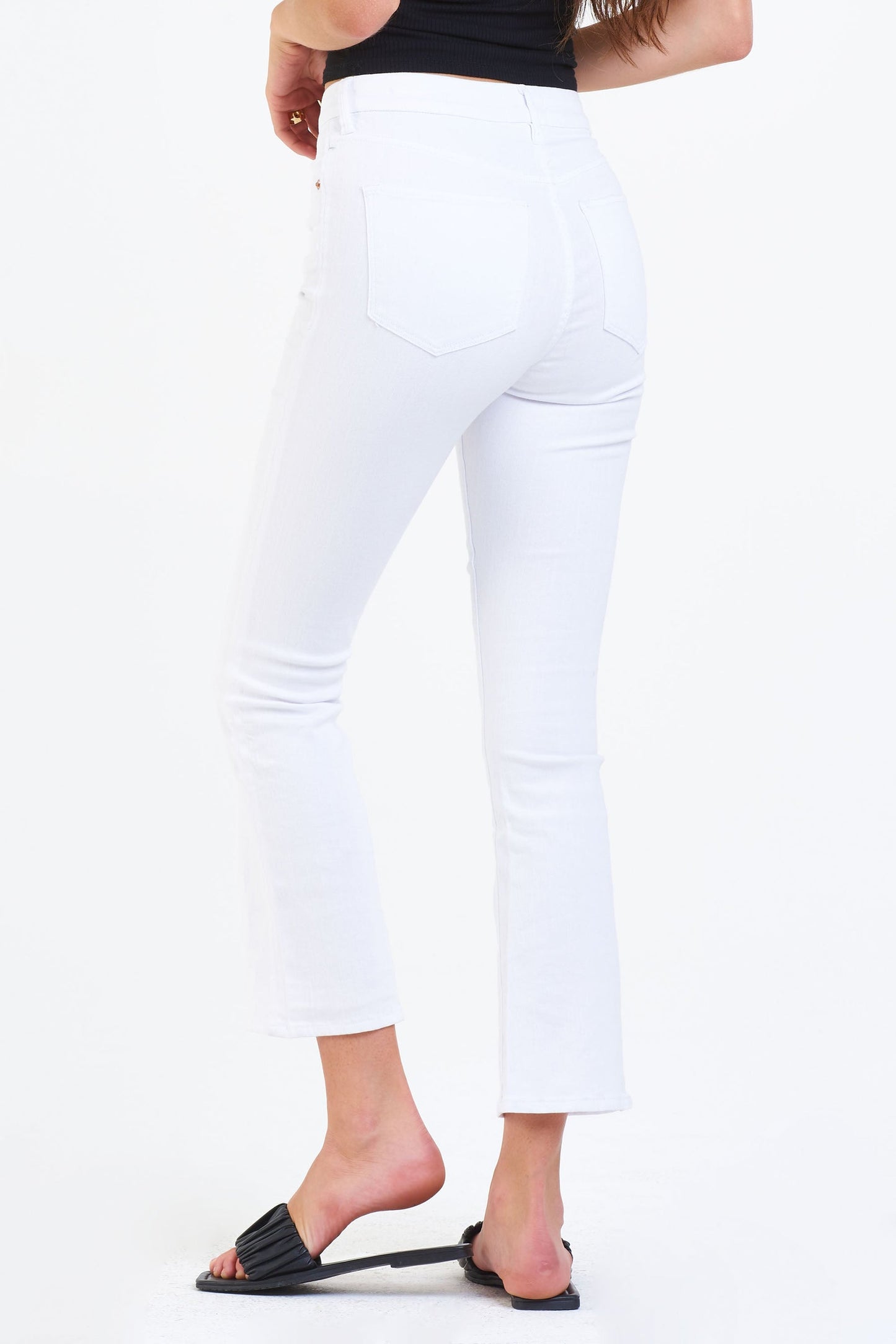 Jeanne Super High Rise Cropped Flare Jeans / Optic White