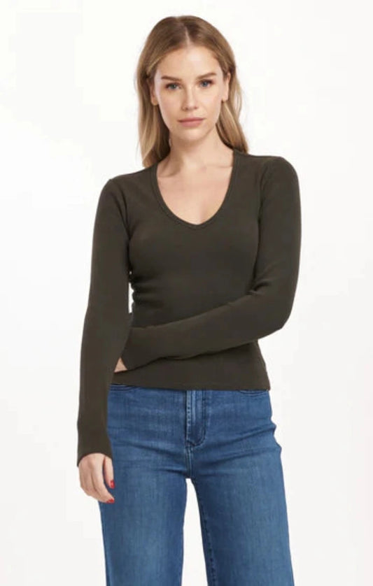 Marlowe V-Neck Top / Dark Moss