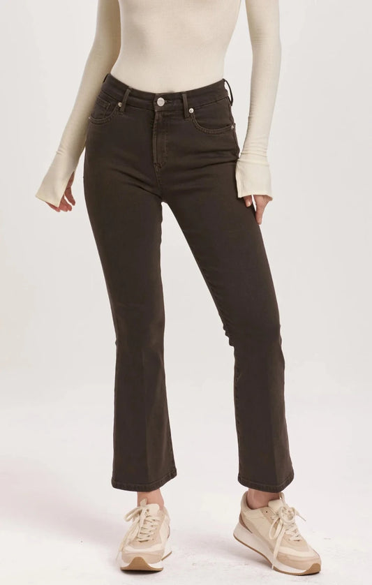 Jeanne Super High Rise Cropped Flare Jeans / Ground Coffee