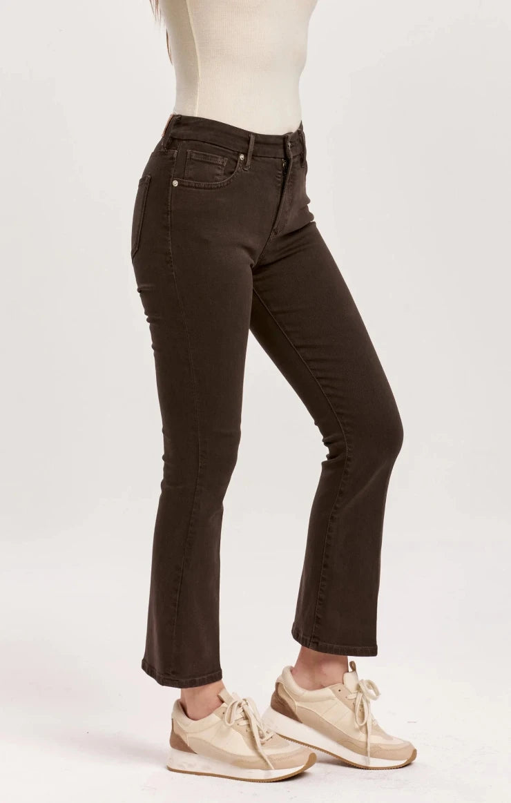 Jeanne Super High Rise Cropped Flare Jeans / Ground Coffee