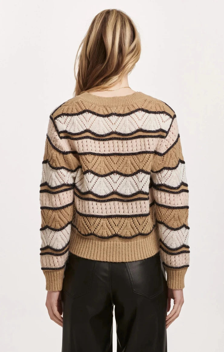 Judy Striped Pointelle Sweater / Rocky Road