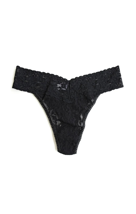 Signature Lace Original Rise Thong / Black