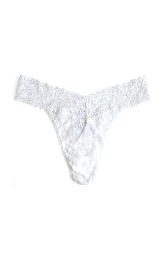 Signature Lace Original Rise Thong / White