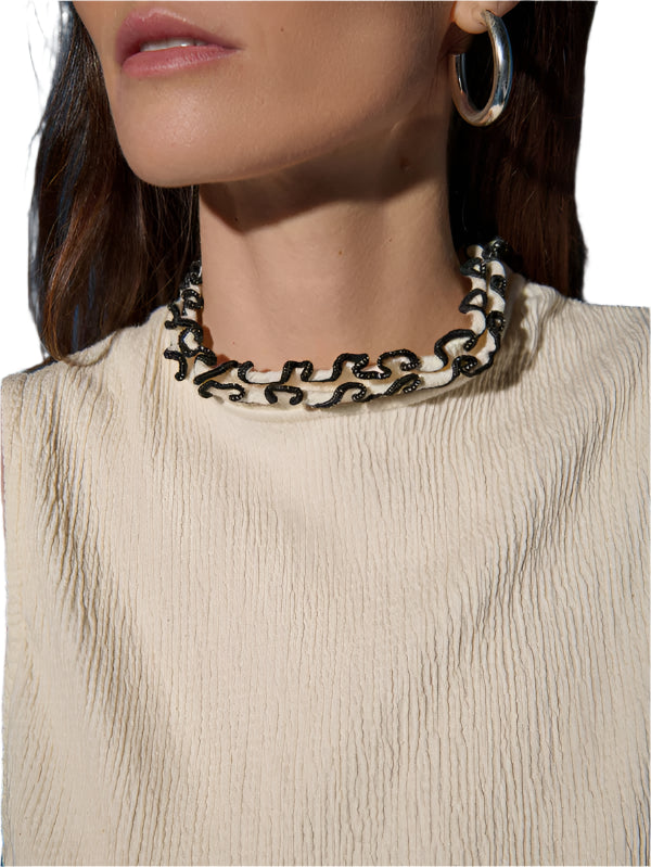 Pearl Ruffle Neck