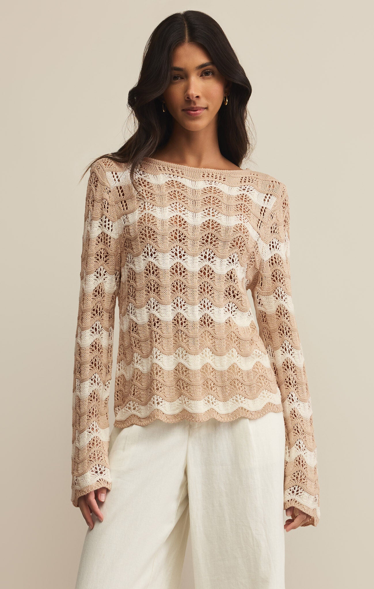 Azura Striped Crochet Sweater