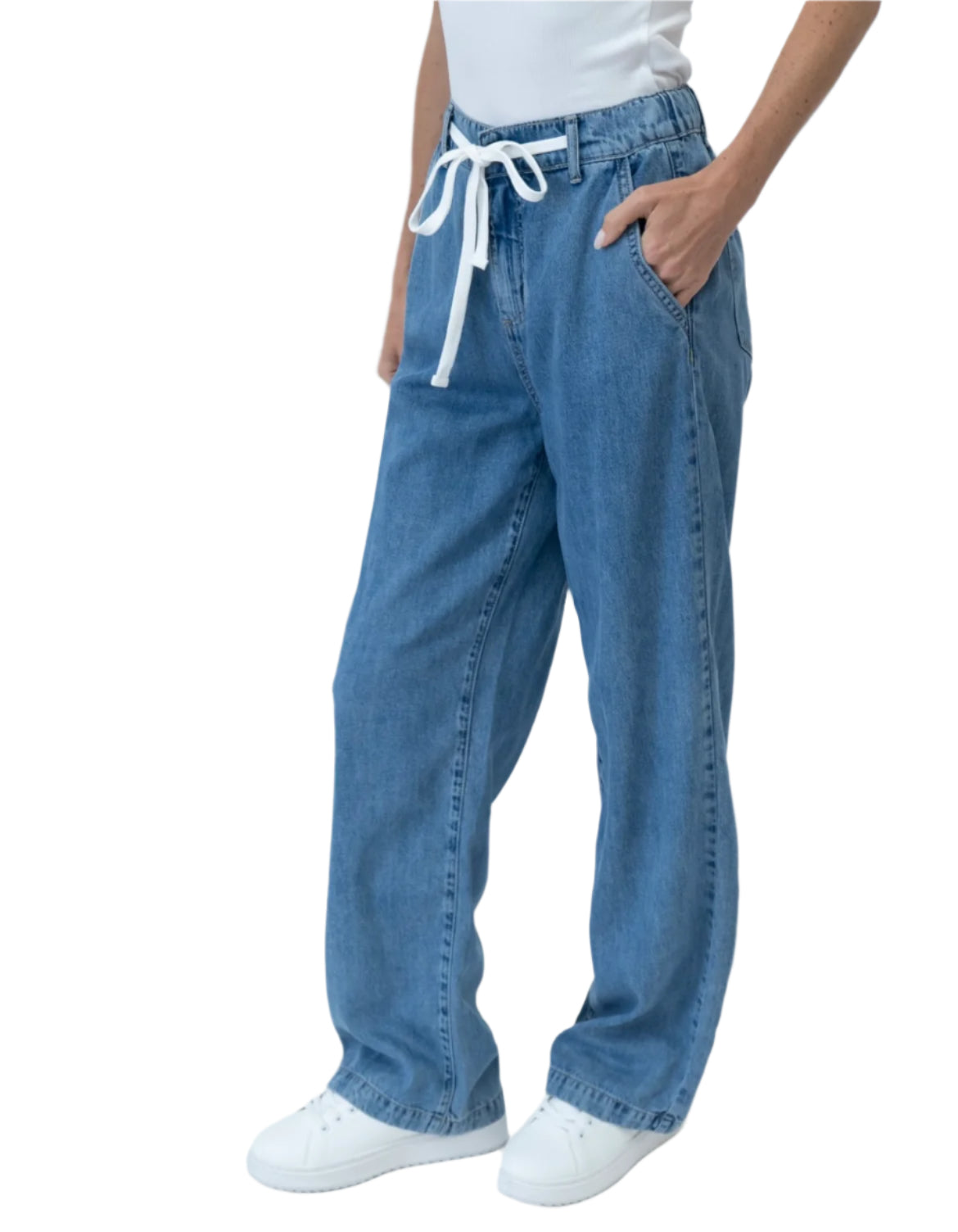 Drawstring Denim Jeans