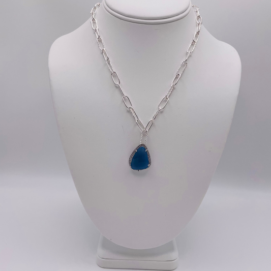 Silver Necklace with Semi-Precious Stone