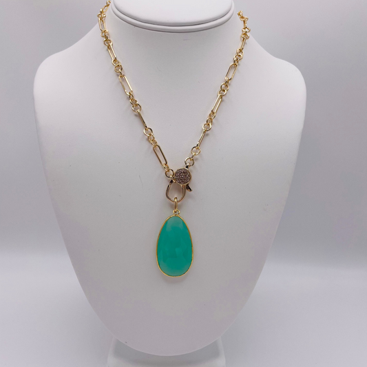 Gold Necklace with Semi Precious Stone