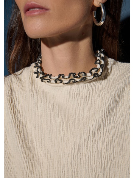 Pearl Ruffle Neck