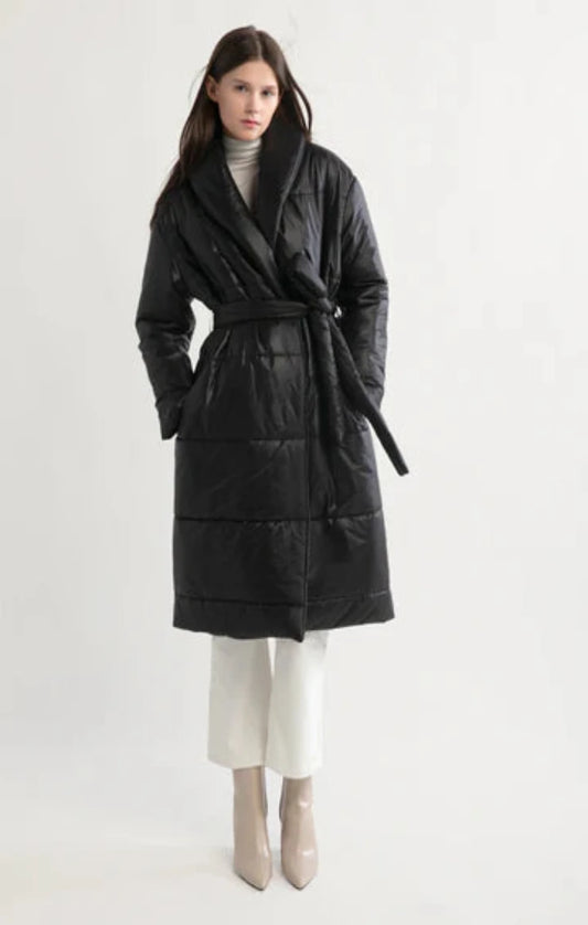 Glossy Long Puffer Coat / Black