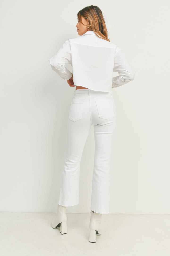 The Vintage Cropped Flare Jeans / Optic White