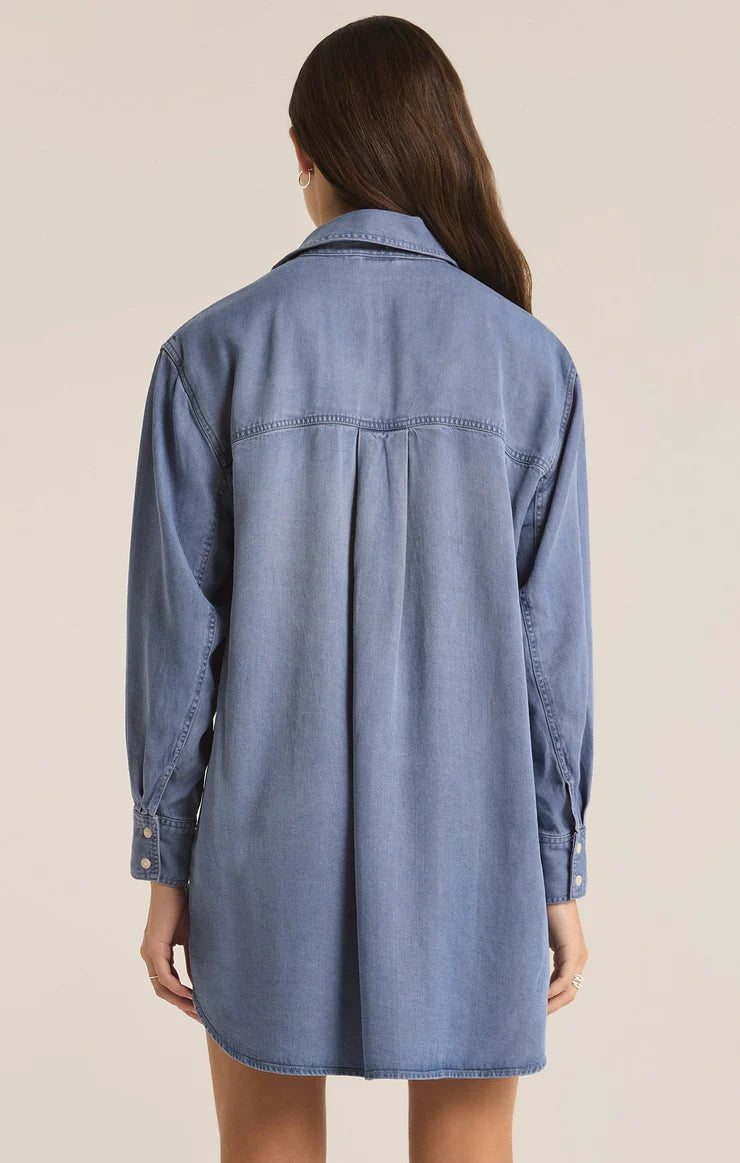 Dover Chambray Mini Dress / Sun Bleached Indigo