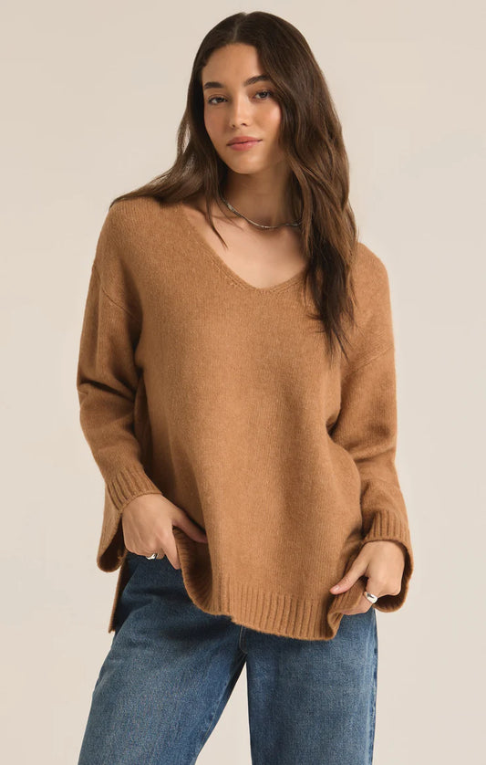 Modern V-neck Sweater / Burro