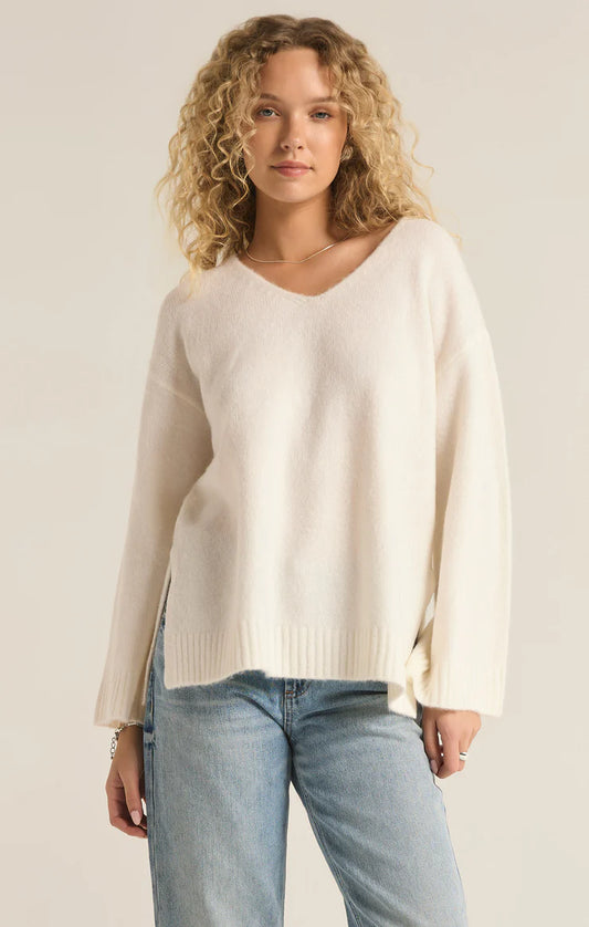 Modern V-neck Sweater / Sea Salt