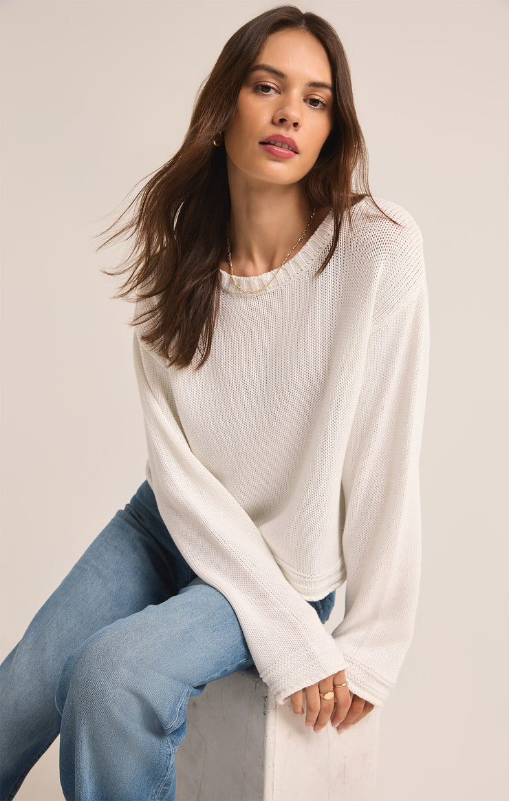 Emerson Cropped Sweater / White