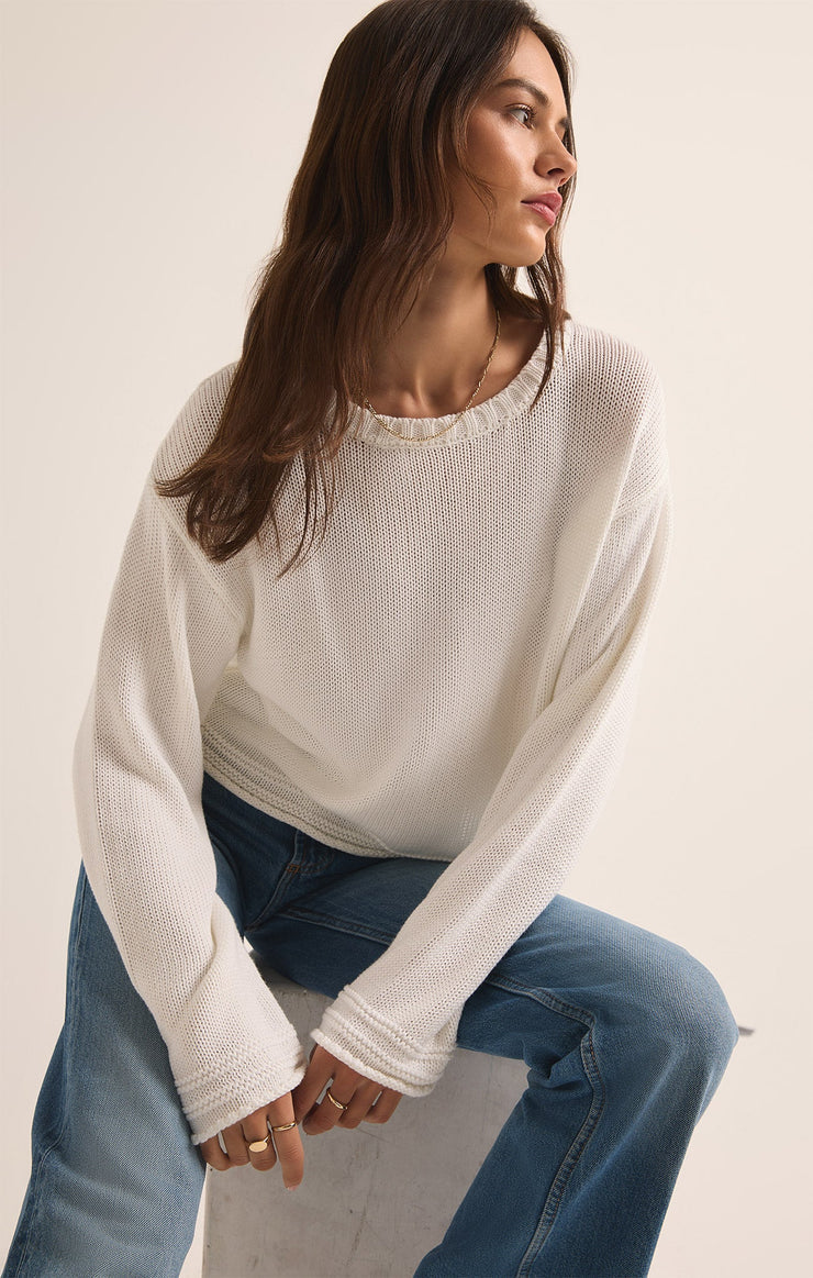 Emerson Cropped Sweater / White