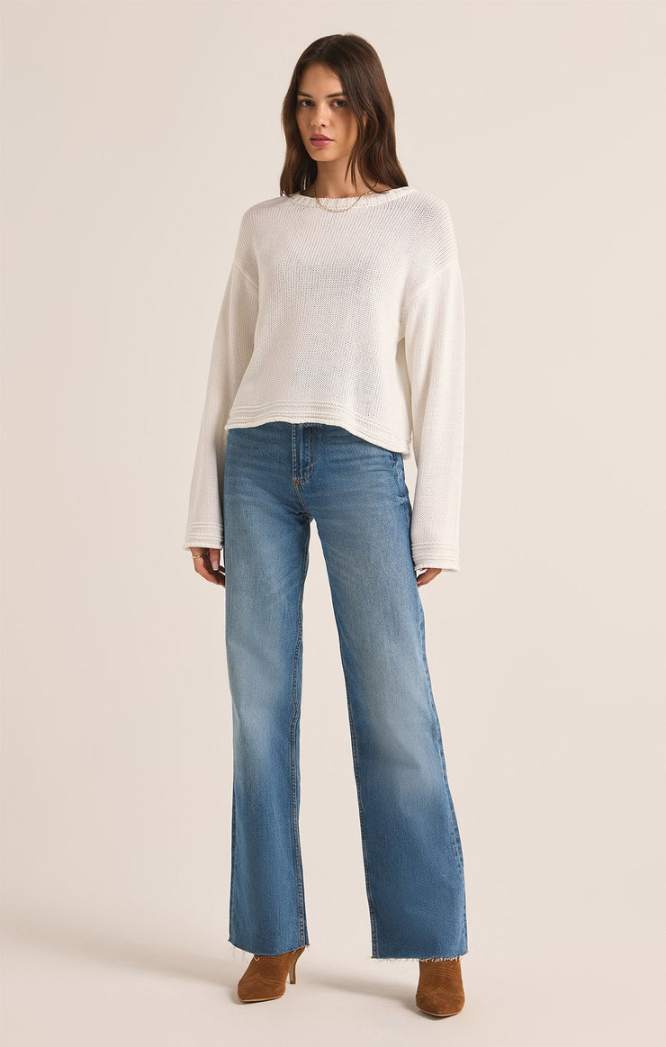 Emerson Cropped Sweater / White