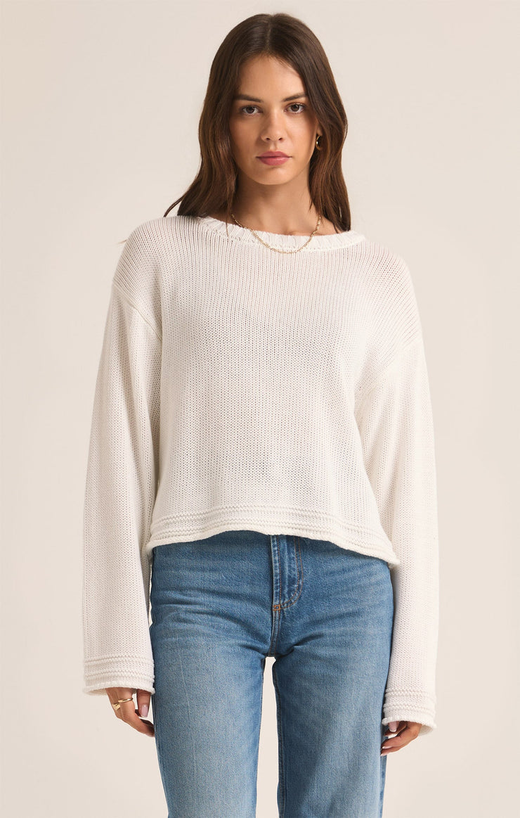 Emerson Cropped Sweater / White