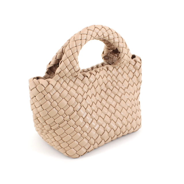 Small Woven Tote in Beige