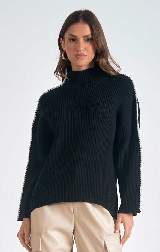 Mock Neck Stitch Sweater