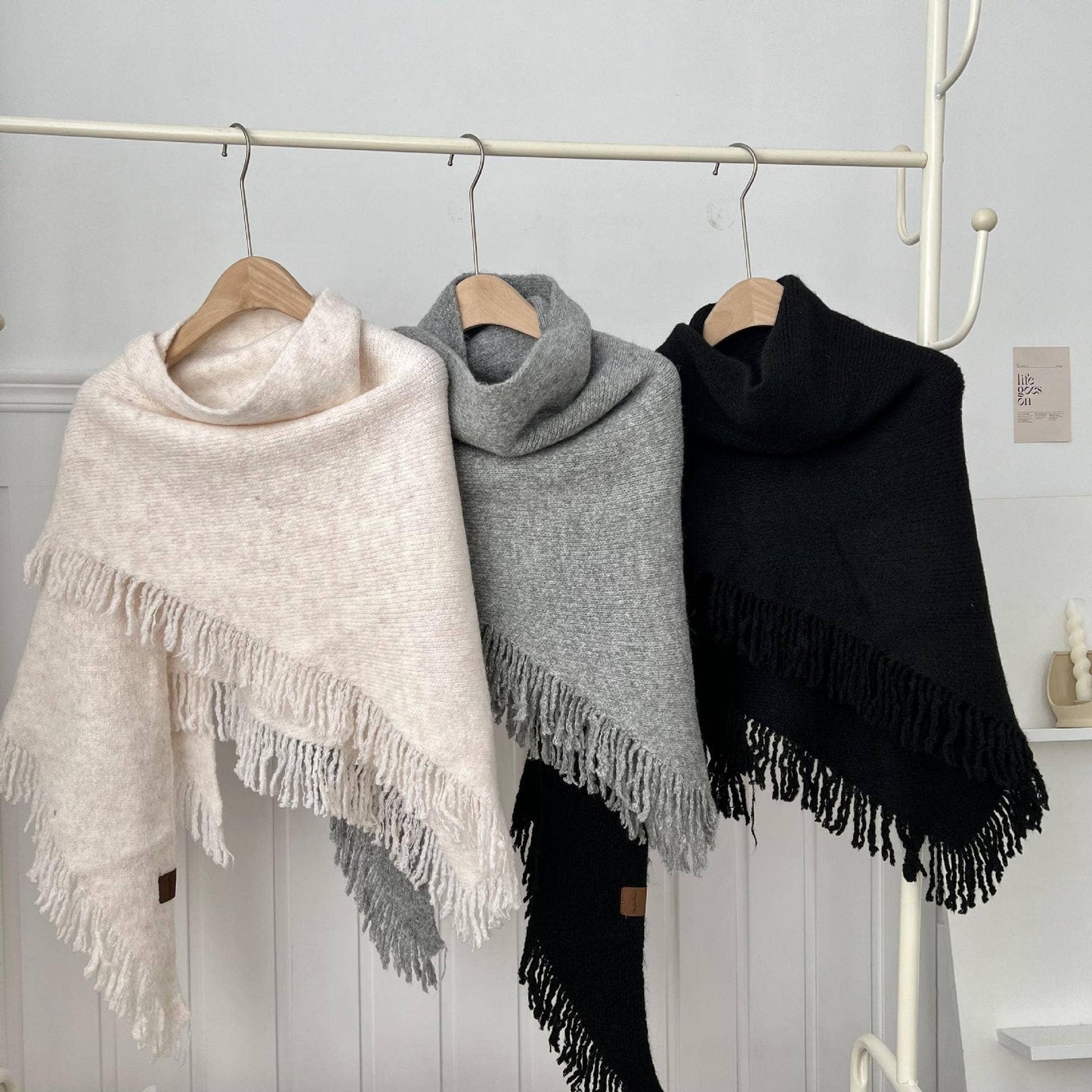 Tassel Solid Color Knit Shawl Scarve DPS1607