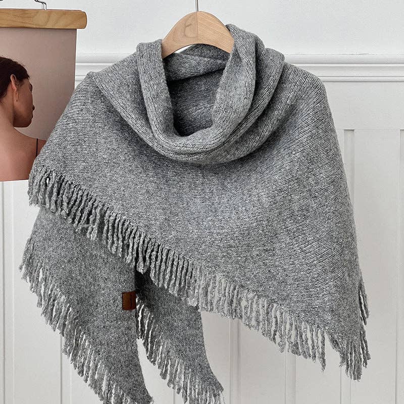 Tassel Solid Color Knit Shawl Scarve DPS1607