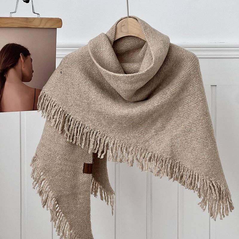 Tassel Solid Color Knit Shawl Scarve DPS1607