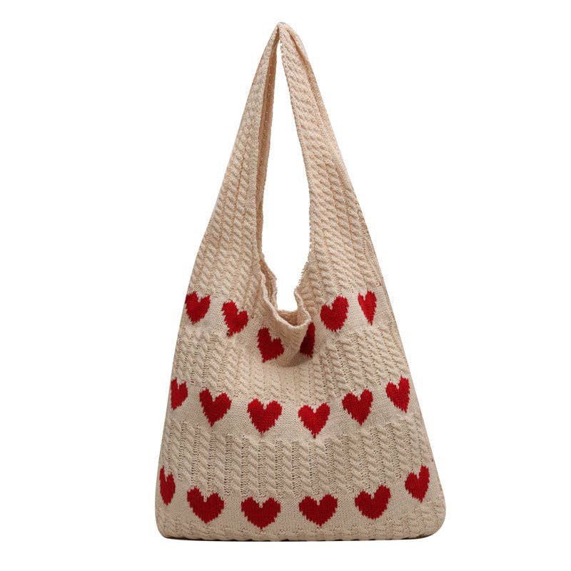 Love Print Color Block Simple Knit Shoulder Bag DPB1103