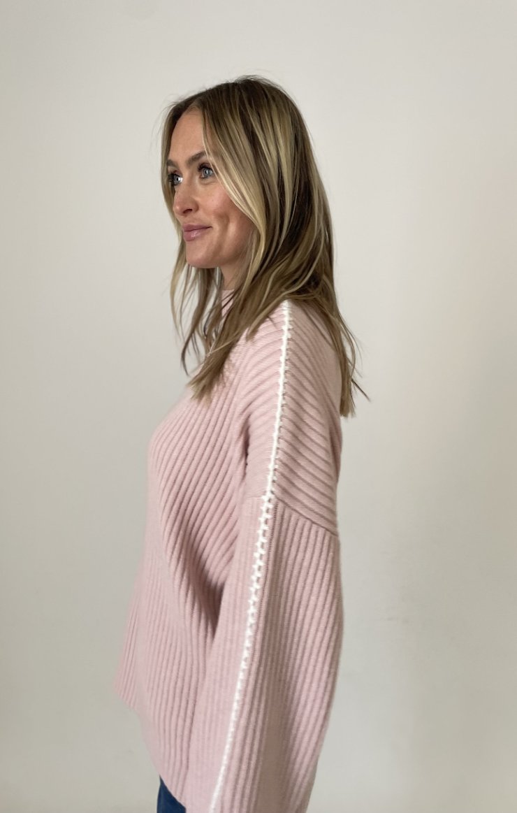 Brynn Funnel Neck Stitched Seam Sweater