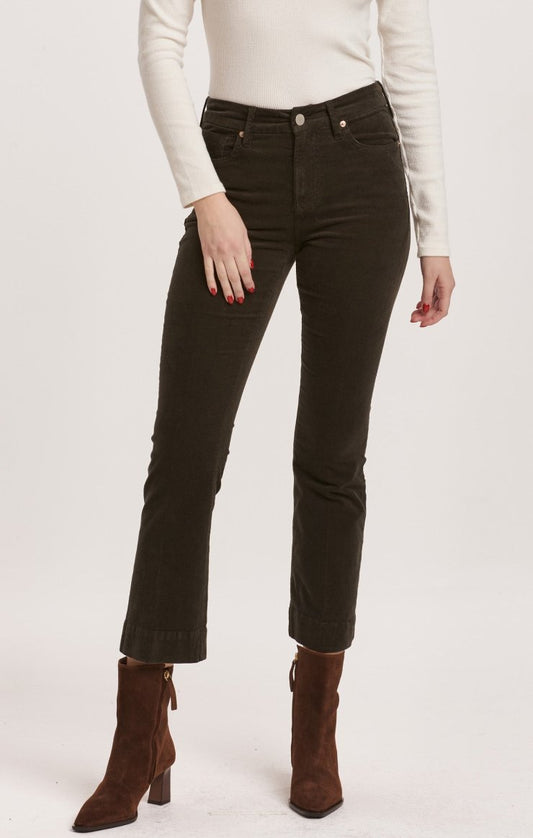 Jeanne Super High Rise Cropped Flare Jeans / Forest Pine