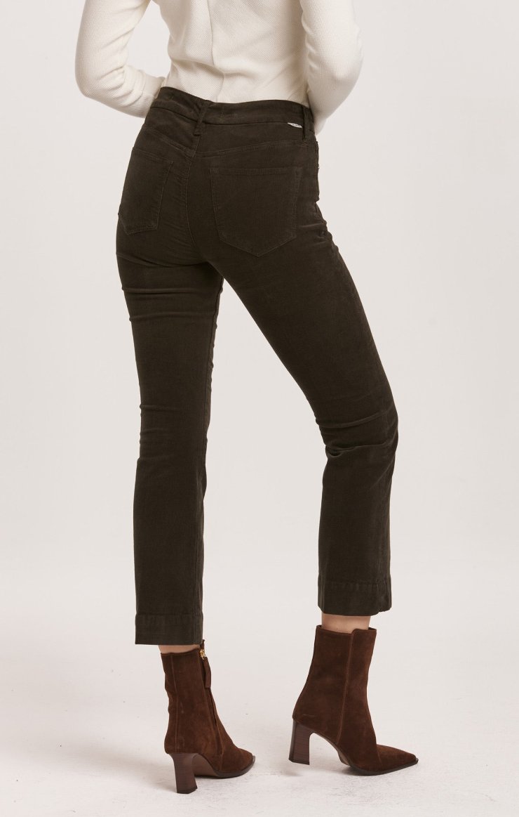 Jeanne Super High Rise Cropped Flare Jeans / Forest Pine