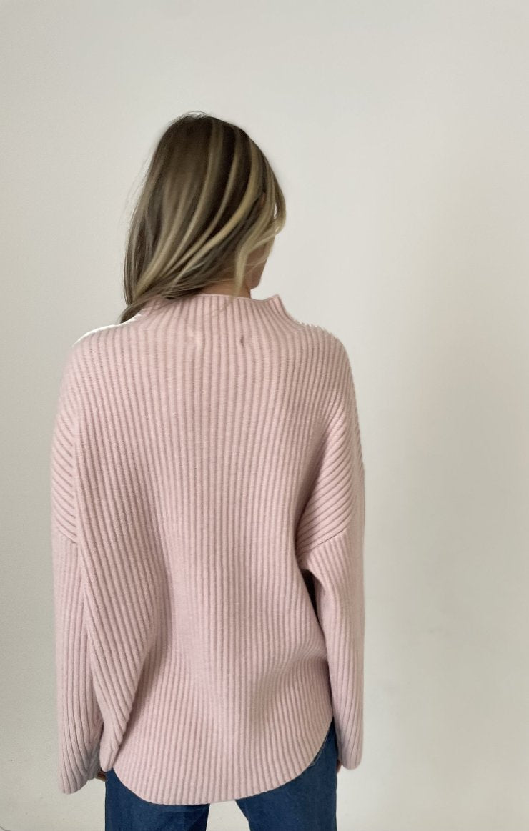 Brynn Funnel Neck Stitched Seam Sweater