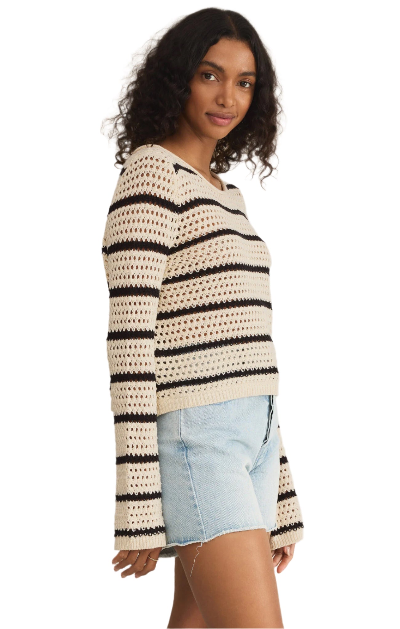 Kit Stripe Crochet Sweater